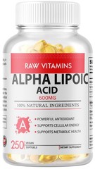 Alpha Lipoic Acid 600mg Per Serving 250 count 250 servings