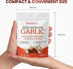 Resilia Garlic Extract 600mg Softgels (60 Count) – Odorless Aged Garlic Extract