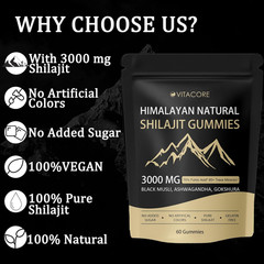 vitadrive Himalayan Shilajit Gummies for Men & Women, Gluten-Free, 60 Gummies