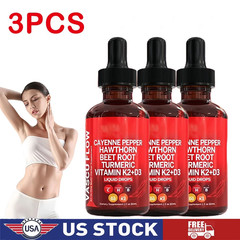 3Pack Cayenne Pepper Hawthorn Beet Root Turmeric Vitamin K2+D3 Liquid Drops