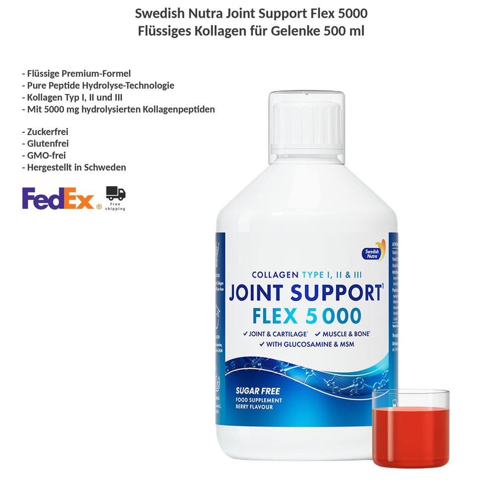 Swedish Nutra Joint Support Flex 5000 Liquid Collagen Drink with MSM 500ml