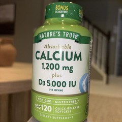 Absorbable Calcium 1200mg Plus with D-3 5000 IU 120 Softgels Non-GM) Gluten Free