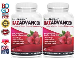 Raspberry Ketones Weight Loss Complex 2 Bottles 120 Caps 1200mg Per Serving