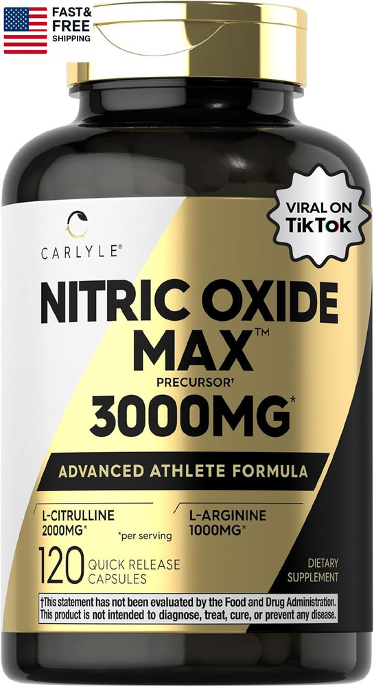 Nitric Oxide Supplement 3000Mg | 120 Capsules | with L-Arginine & L-Citrulline