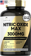 Nitric Oxide Supplement 3000Mg | 120 Capsules | with L-Arginine & L-Citrulline