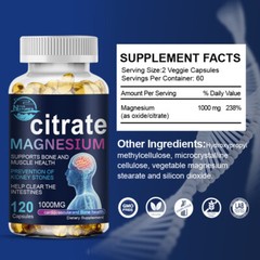 Magnesium Citrate Capsules – Constipation Relief & Muscle Cramp Prevention 120pc