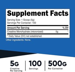 Nutricost Creatine Monohydrate Micronized Powder 500G, 5000mg Per Serv (5g) – 10