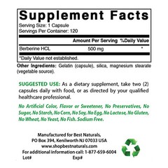 Best Naturals Berberine 500 mg 120 Capsules – Healthy Cholesterol