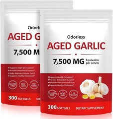 2 PACK Elare Aged Garlic Extract, 300 Softgels, 7500mg Odorless | Heart & Immune