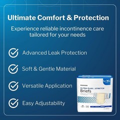 McKesson Ultra Plus Stretch Briefs, [80 Count], L/XL, 48-66 in. Incontinence A