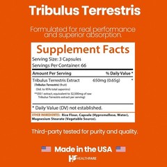 Healthfare Tribulus Terrestris 32,500mg 200 Caps High Potency Herbal Supplements