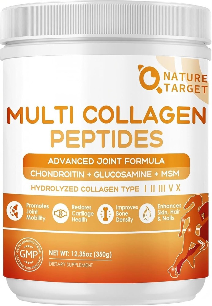 NATURE TARGET Multi Collagen Peptides Joint Formula 12.35oz Exp 06/2027