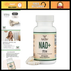 NAD+ Anti-Aging Supplement | 500mg Pure NAD Plus | 30-Day Supply | Vegan, Non-GM