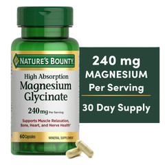 Natures Bounty High Absorption Magnesium Glycinate Supplements 240mg Supports