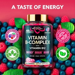 Vitamin BComplex Gummies for Women & Men Vitamin B12, B1, B2, B3, B5, B6, B7…