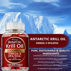 Antarctic Krill Oil 2000mg – Omega-3,EPA, DHA, Astaxanthin,Heart and Skin Health