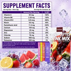 2pack Electrolyte Hydration Packets Best Electrolytes Drink Mix, Sugar Free 40ct