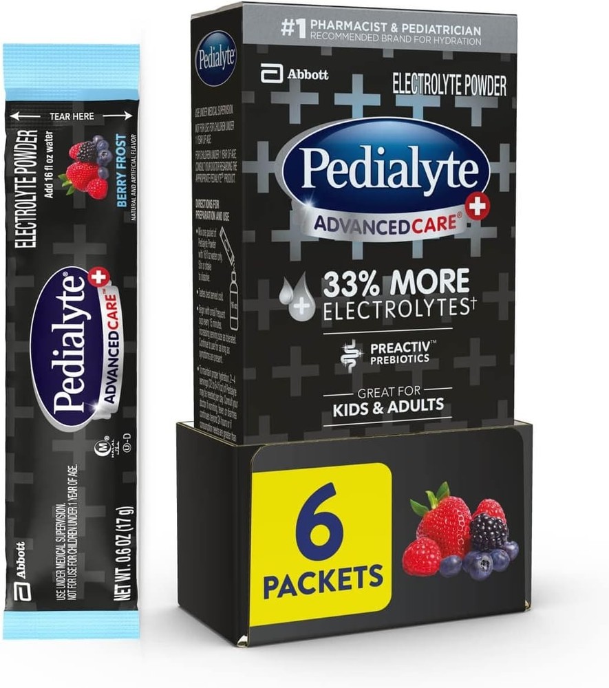 6ct Pedialyte AdvancedCare Plus Electrolyte Powder Berry Frost 0.6-oz *BB:09/26*