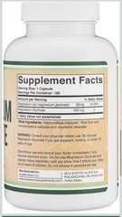 Double Wood Supplements Magnesium Glycinate 400mg 180 Veggie Capsules NSF GMP