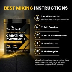 ForestLeaf Micronized Creatine Monohydrate Powder Muscle Growth Strength 100s