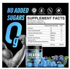 CBIRD Creatine Monohydrate Gummies Sugar Free Vegan 5000mg Berry 60 count Sealed