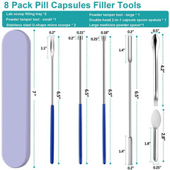 8 Piece Capsule Filling Kit for Empty Pill Capsules – Sizes #000 00 0 1 2 3