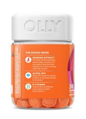 OLLY Laser Focus Gummy, Ginseng, Alpha GPC, B 36 Count (Pack of 1), Orange