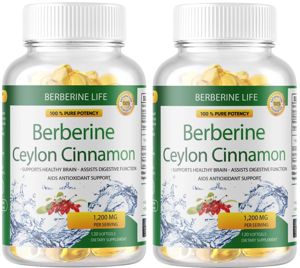 2 Packs Berberine 1200mg High Abosorption 240 Blood Sugar Immune 4 Months Supply