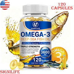 3x Strength EPA & DHA Omega 3 Fish Oil 3600mg, Highest Potency, 4 × 120 Softgels