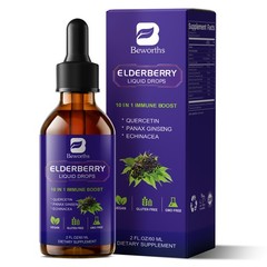 3PACK Black Elderberry Liquid, Black Elderberry Extract, Vitamin C, D3, Zinc 2OZ