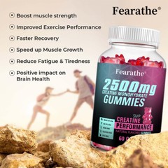 Creatine Monohydrate 2500mg- Increase Strength & Build Muscle, 60 Gummies