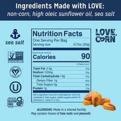 LOVE CORN Sea Salt 0.7oz x 20 Bags – Delicious Crunchy Corn – Healthy Family…