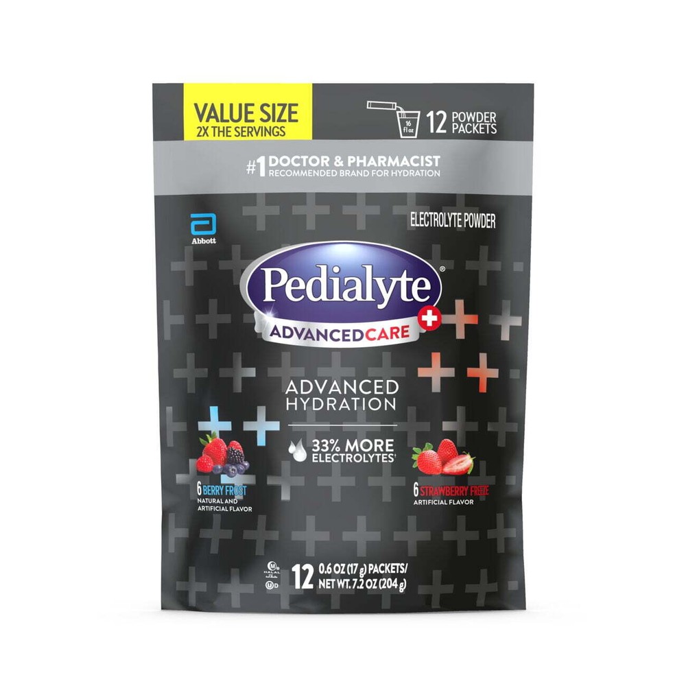 Pedialyte AdvancedCare Plus Electrolyte Drink Mix, 0.6 oz, 12 Count