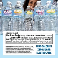 SPLASH REFRESHER Flavored Water Bottles, Lemon 16.9 Fl Oz Pack of 6, Clear