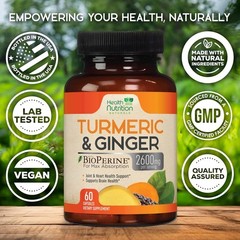 Turmeric Curcumin 2600mg w/ Ginger & BioPerine Black Pepper Capsules