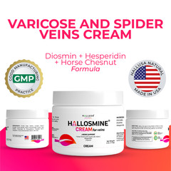 Hallosmine ADVANCE Diosmin 1000mg + FREE Cream for Veins 4 oz – 60 Capsules