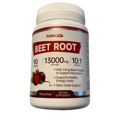 YOBECON Beet Root 13000mg 10:1 Extract + Black Pepper, 90 Capsules BEST BY 12/28