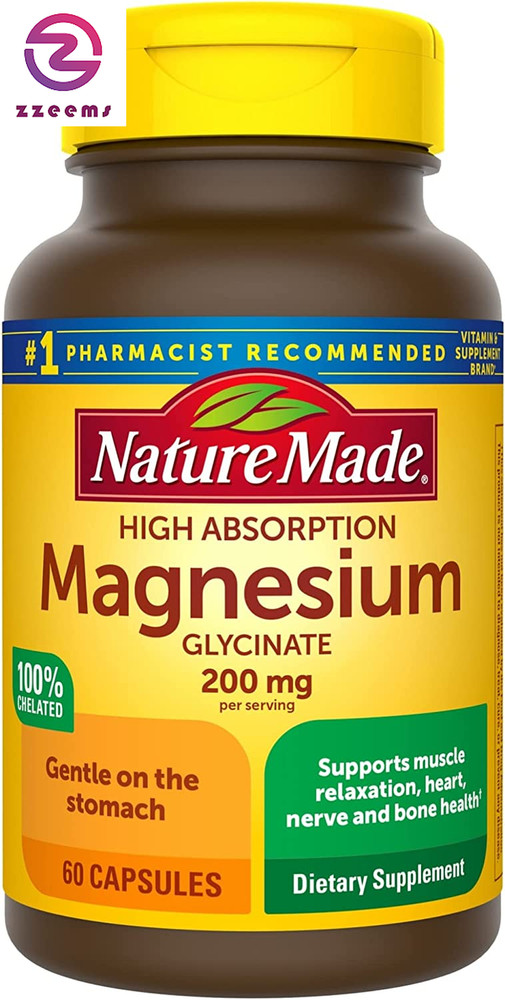 Magnesium Glycinate 200 Mg per Serving, Dietary Supplement for Muscle, Heart, Ne