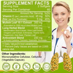 Mullein Leaf Capsules 3500mg – Support Lung Cleanse Respiratory Health Vegan