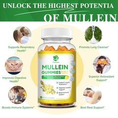 Mullein Leaf Extract Gummies for Lung Cleanse Plus Marshmallow Quercetin Vitamin