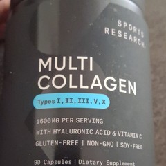 Sports Research Multi Collagen I II III V X + HA + Vit C 90 Caps Non-GMO