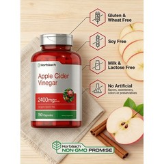 Horbäach Apple Cider Vinegar Capsules 2400mg | 150 Count | Non-GMO -Gluten Free