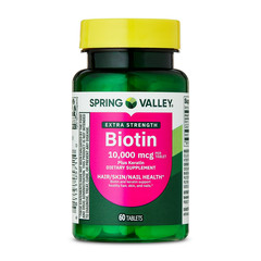 Spring Valley Biotin 10000 mcg + Keratin 60 Ct Hair Skin Nails Supplement