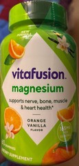 Vitafusion Magnesium (Citrate) 165mg 60 Orange Vanilla Gummies Nerve Bone Muscle