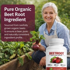 Beetroot Capsules 1300mg Per Serving, Plant-Based Beet Root Extract Supplement