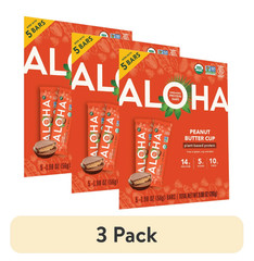 Aloha Plant-Based Protein Bars, Peanut Butter Cup, 5 Count, 3-Pack