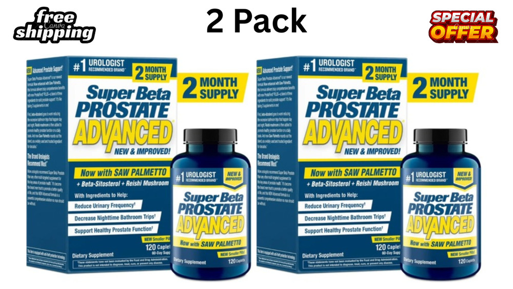 Super Beta Prostate Advanced with Saw Palmetto 120 Capsules 2 Pack Free Shipping