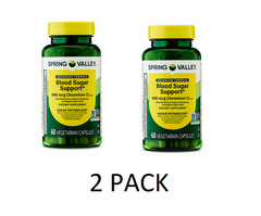 2 PACK Spring Valley Advanced Blood Sugar Chromium 500 mcg,60 VegetarianCapsules