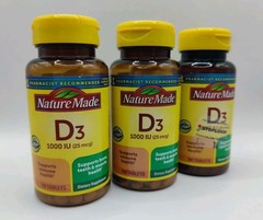 3 Nature Made Vitamin D3 1000 IU 100 Tablets Each Immune Health EXP 4/2028 Lot
