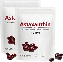 Micro Ingredients Astaxanthin 12mg Softgels, 120ct, Natural Antioxidant 2 PACK